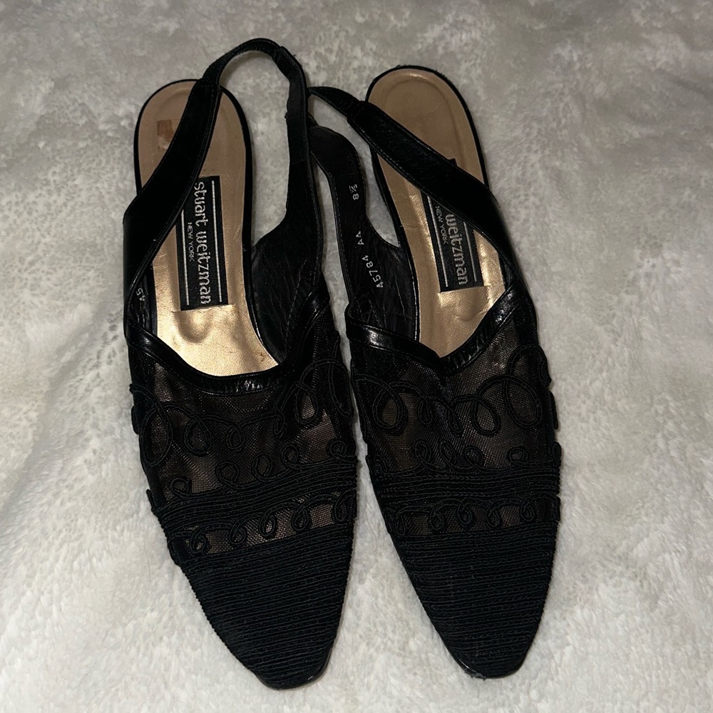 Vintage Black Lace Mesh Stuart Weitzman Pumps
